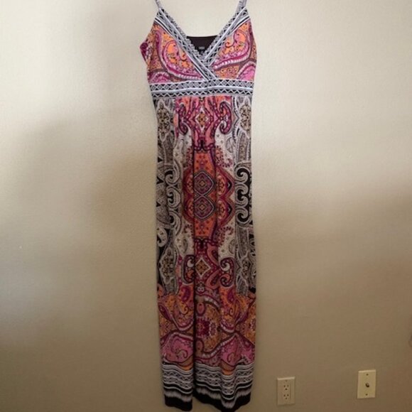 MSK Women's Spaghetti Strap Maxi Dress White, Orange, Pink, Black NWOT - Size 12 - Picture 6 of 6
